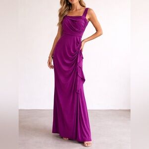Max & Cleo Vivianne Magenta Ruched Dress